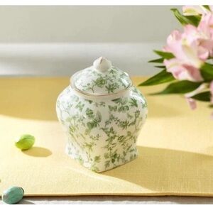 Grace Teaware Green Toile Greeny Garden Canister 7 1/2"